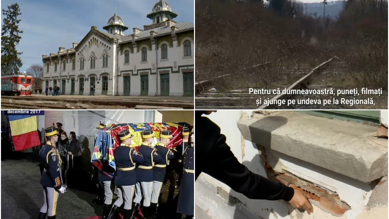 Gara Regala din Curtea de Arges, in paragina. Echipa Digi24 a fost amenintata pentru ca filma calea ferata acoperita de balarii Imagine