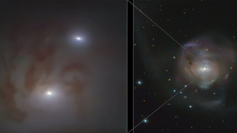 Gauri negre aflate pe traiectorie de coliziune, descoperite de observatorul Chandra al NASA Imagine