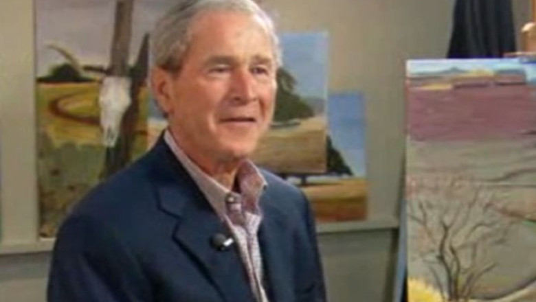 George W. Bush, prima expozitie de pictura. Fostul presedinte a dezvaluit presei 24 de portrete ale unor lideri mondiali Imagine
