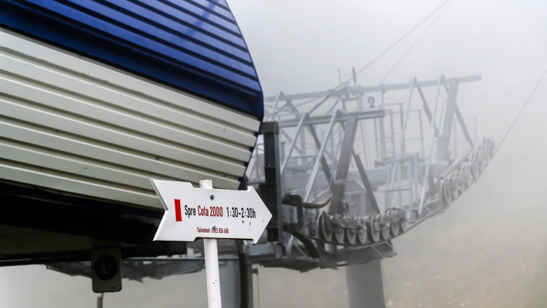 Gondola care urca la Cota 2000 din Bucegi este oprita din cauza vantului puternic, pentru a patra zi la rand Imagine