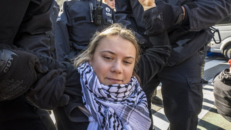 Greta Thunberg a fost arestata la Bruxelles, in timpul unui protest ecologist Imagine