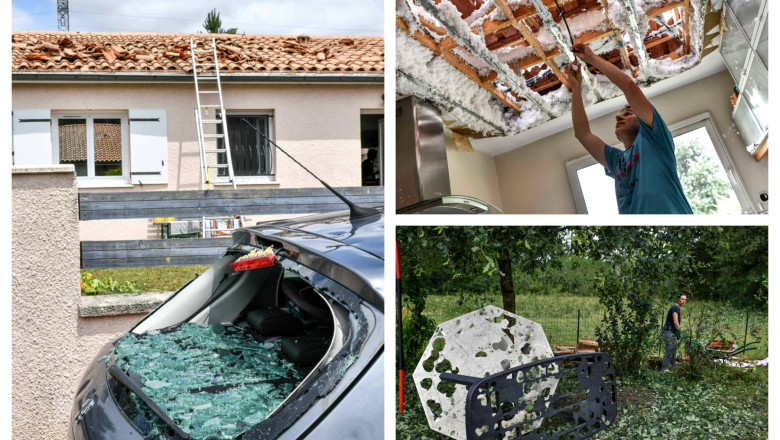 Grindina cat mingea de tenis a lovit sudul Frantei. Imaginile dezolante lasate in urma de furtuna Imagine