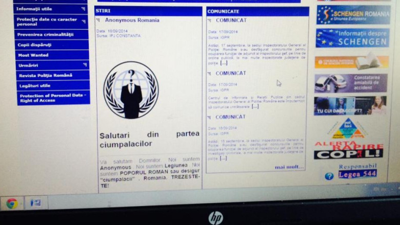 Hackerii Anonymous au spart site-ul Politiei Romane. Reactia institutiei Imagine