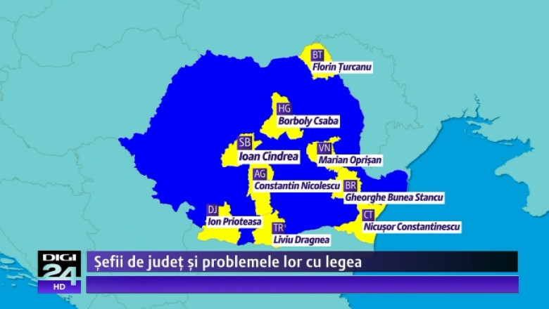 HARTA Sefii de Consilii Judetene si problemele lor cu legea. Lista de dosare penale, tot mai lunga de la an la an Imagine