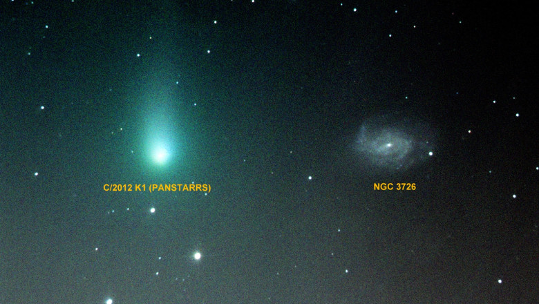Imagine rara surprinsa de Observatorul Astronomic din Barlad: o cometa si o galaxie  Imagine