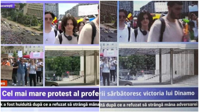 Imaginea Digi24, folosita intr-un trucaj foto. O burtiera a fost modificata, fara nicio legatura cu transmisiunea postului Imagine