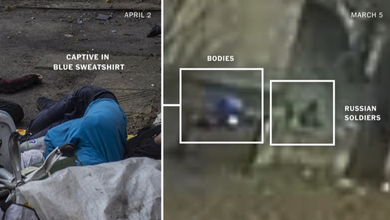 Imagini cu rusi care ucid cu sange rece noua civili in Bucha. La locul crimei s-au gasit dovezi care arata cine erau soldatii (NYT) Imagine