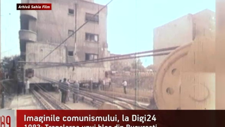 Imagini document. 1983: Un bloc intreg este mutat pe role, pentru ca era „iesit din aliniere” Imagine