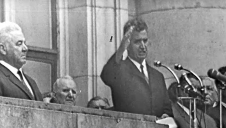 Imagini document. 21 august 1968: Ceausescu, impotriva rusilor. Discursul de condamnare a invaziei Cehoslovaciei Imagine