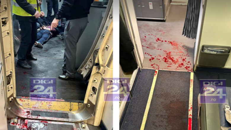 In ce stare e barbatul care si-a taiat venele in avionul TAROM si cum a putut trece cu o lama la controlul de securitate din Bruxelles Imagine
