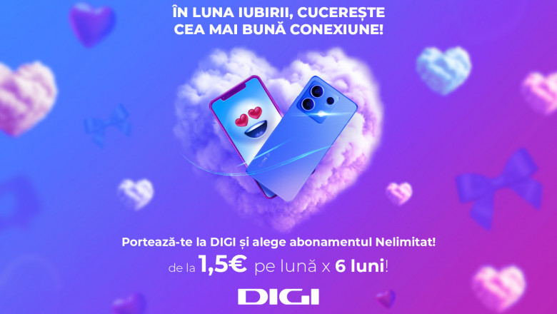 In „Luna iubirii”, clientii DIGI se bucura de 50% reducere la portare, timp de 6 luni Imagine