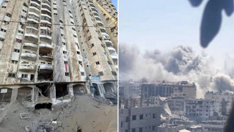 Inca un bloc-turn a fost distrus de armata israeliana in Gaza. Vineri, o alta cladire a fost demolata Imagine