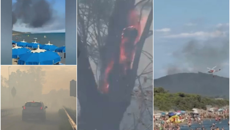 Incendii puternice de vegetatie intr-o zona turistica din Italia. Sute de oameni au fost evacuati Imagine