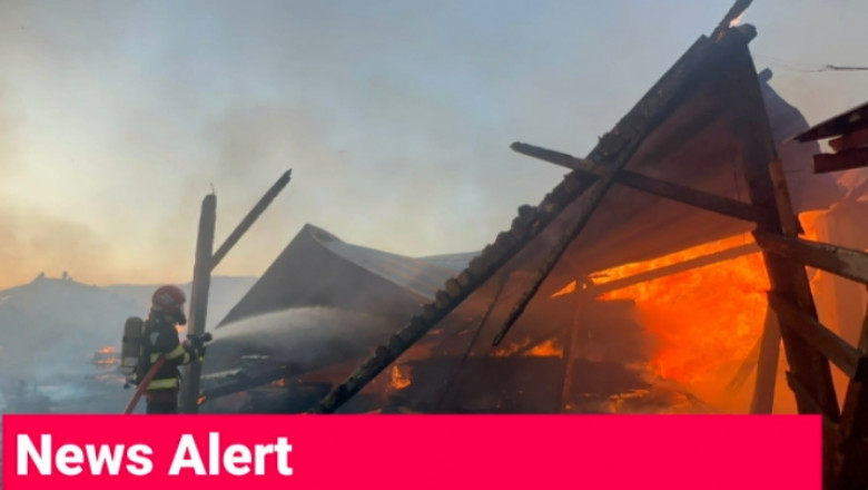 Incendiu de proportii la un depozit de lemne din Mures, un mort si trei raniti. Populatia a primit mesaj RO-ALERT Imagine