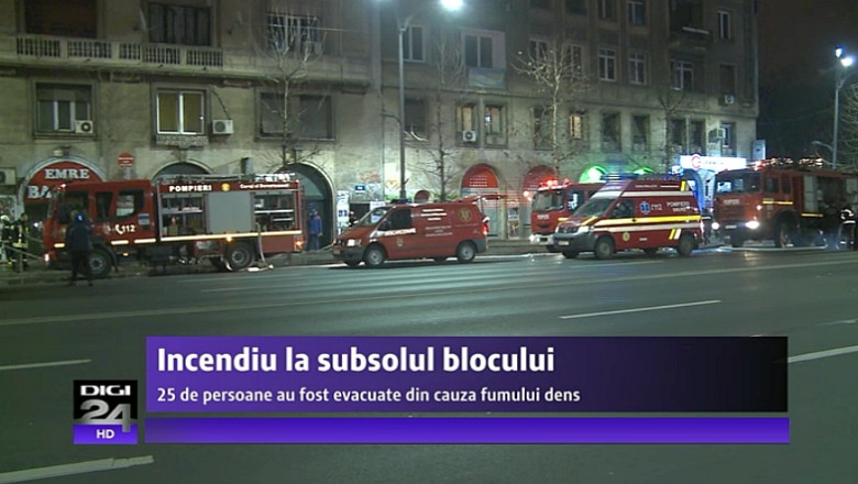 Incendiu in subsolul unui bloc de langa Teatrul Nottara din Bucuresti Imagine