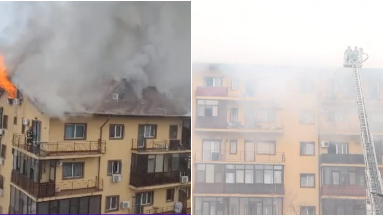 Incendiu la mansarda unui bloc din Chiajna. Pompierii intervin greu din cauza masinilor parcate si a strazilor inguste Imagine