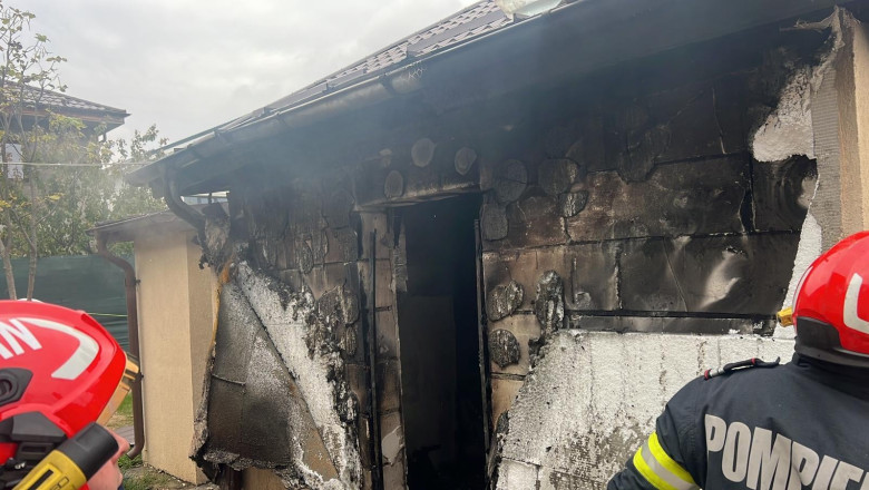 Incendiu la o magazie aflata langa un camin de batrani din Cornetu. Pompierii au gasit o persoana moarta inauntru Imagine