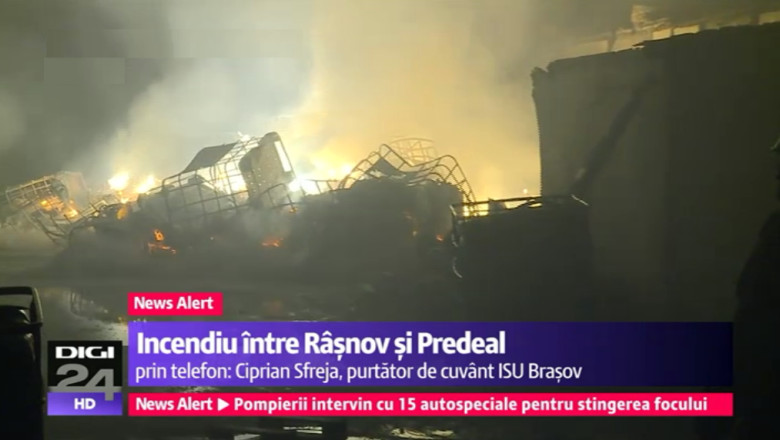 Incendiu la un depozit de reziduuri periculoase de langa Rasnov. Peste 100 de pompieri in lupta cu flacarile Imagine