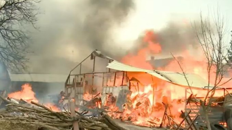 Incendiu puternic la Ortisoara. Flacarile, ”ajutate” de rafalele de vant  Imagine