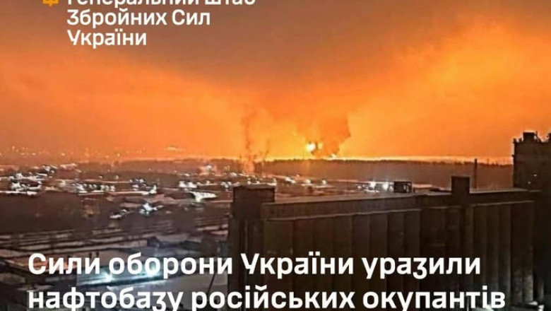 Incendiu urias si explozii la depozitul de petrol din regiunea Briansk, dupa un atac ucrainean cu drone Imagine