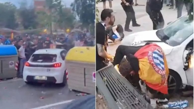 Incident socant: 13 raniti dupa ce o masina a intrat intr-un grup de suporteri inaintea meciului dintre Espanol si Barca Imagine