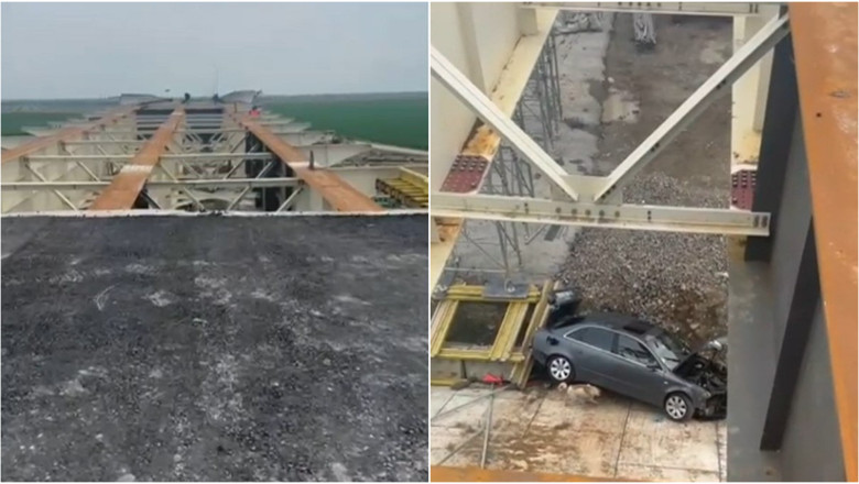 Incident socant pe A7, in Buzau: un sofer a cazut cu masina de pe un pod aflat in constructie, de la mai bine de 10 metri inaltime Imagine