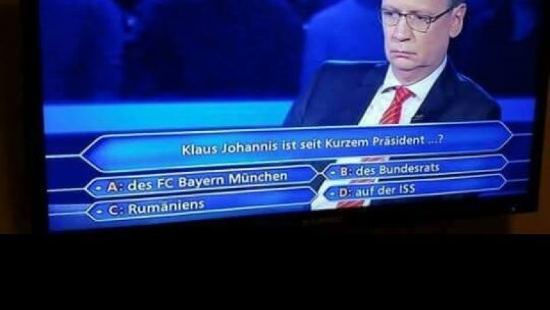 Intrebare la emisiunea „Vrei sa fii milionar?” din Germania: „Al cui presedinte este Klaus Iohannis?” Imagine