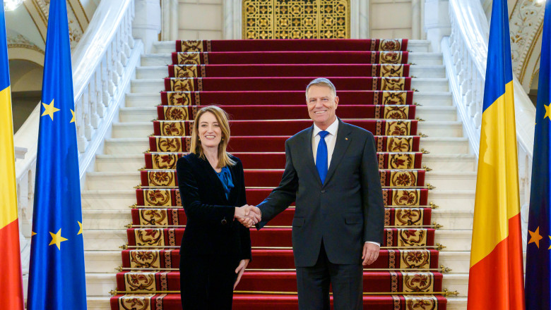 Klaus Iohannis a primit-o pe Roberta Metsola la Palatul Cotroceni. Cei doi au discutat despre alegerile europarlamentare Imagine