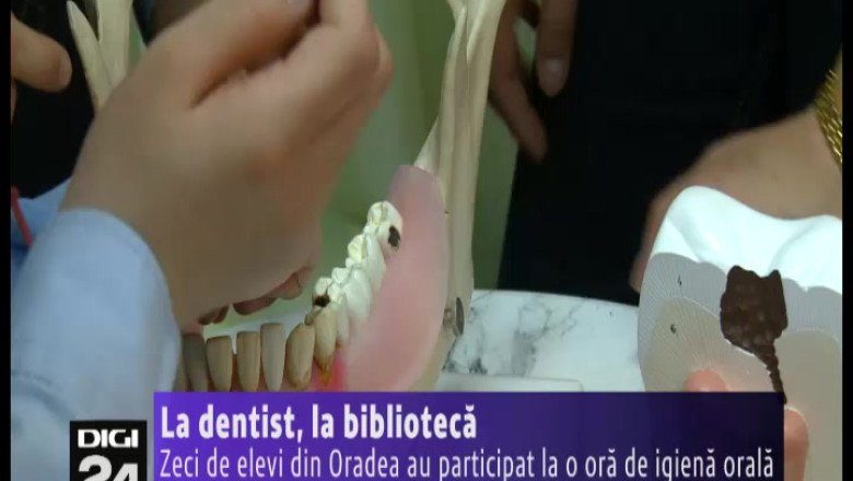 La dentist, la biblioteca. Zeci de elevi din Oradea au participat la o ora de igiena orala Imagine