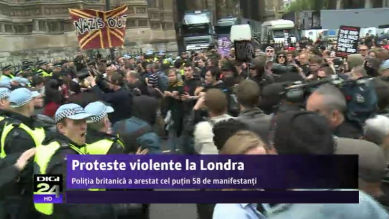 Londra: Antifascistii si extrema dreapta britanica se ciocnesc in manifestatii. Zeci de persoane au fost arestate Imagine