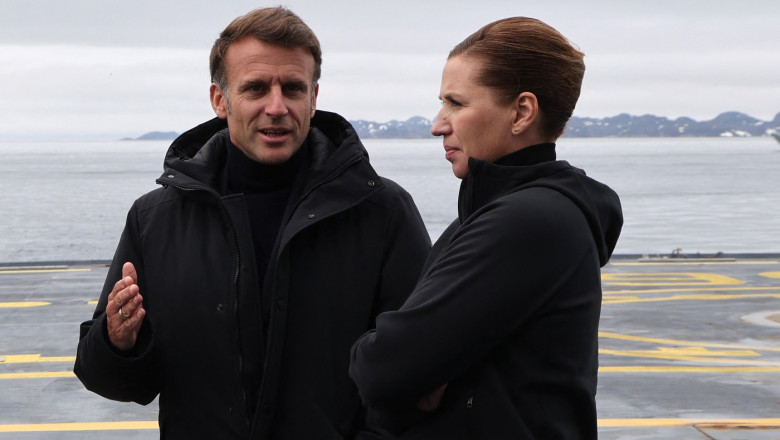 Macron, mesaj dur pentru Trump din Groenlanda, unde s-a intalnit cu premierul danez Mette Frederiksen Imagine