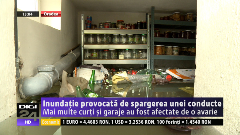 Mai multe curti si garaje au fost inundate dupa o avarie la o conducta de apa rece din Oradea Imagine