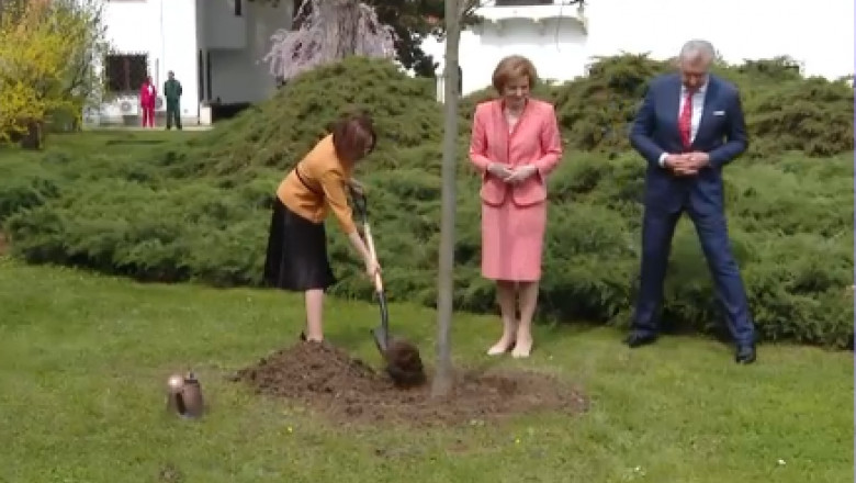 Maia Sandu a plantat un stejar in gradina Palatului Elisabeta Imagine