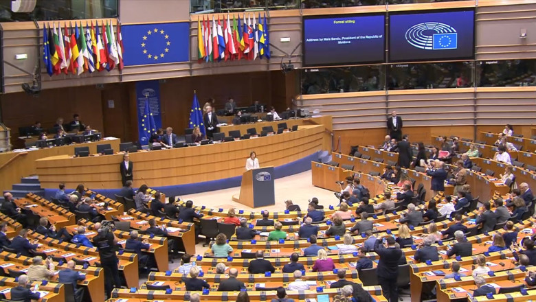 Maia Sandu, discurs in Parlamentul European: Locul nostru este in UE. Sprijinim suveranitatea si integritatea teritoriala a Ucrainei Imagine