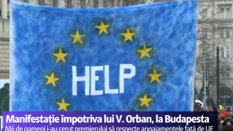 Manifestatie impotriva lui Victor Orban la Budapesta inainte de vizita Angelei Merkel Imagine
