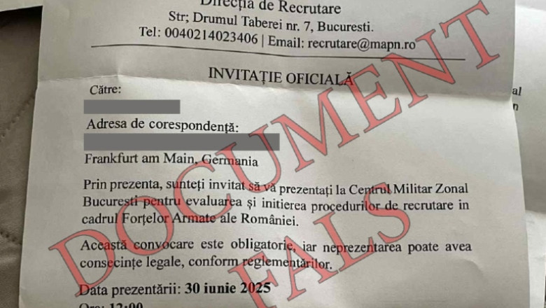 MApN: Romanii din diaspora nu sunt chemati la centre de recrutare. „Acest document este fals” Imagine