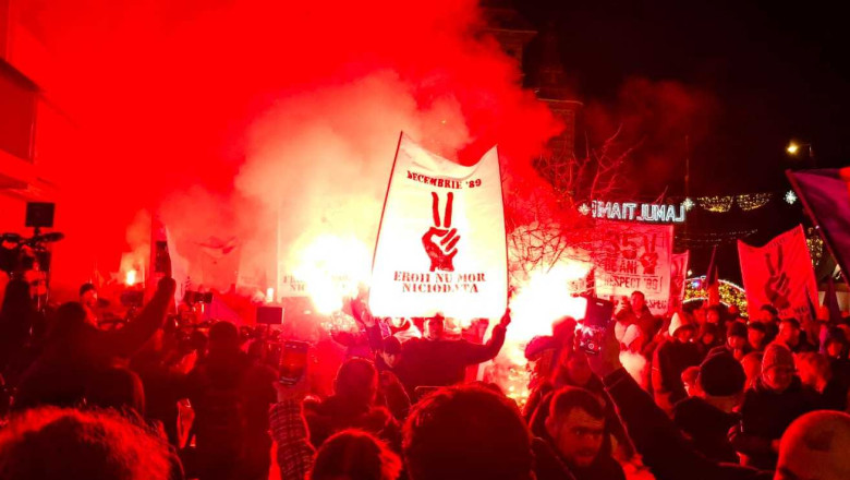 Mars al suporterilor, la Timisoara, la 35 de ani de la Revolutie: „Libertate”, „Jos comunistii”, „Pacat, pacat, de sangele varsat” Imagine