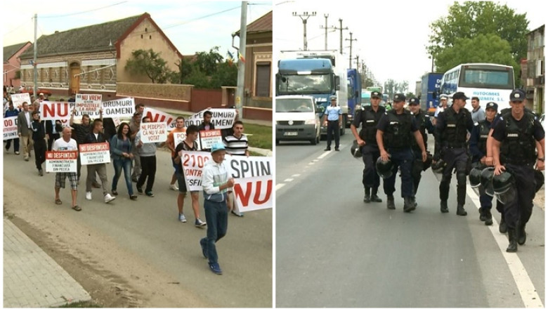 Mars impotriva desfiintarii unor administratii fiscale. DN 7, blocat din nou de protestatari Imagine