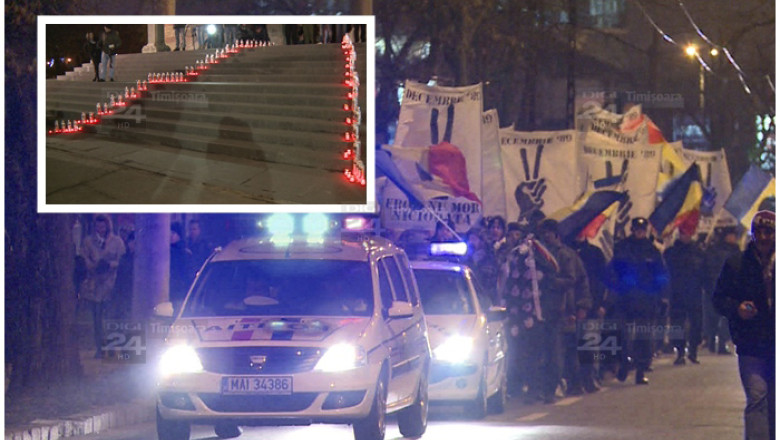 Mars pentru eroii Timisoarei si lumanari pe treptele Catedralei Mitropolitane Imagine