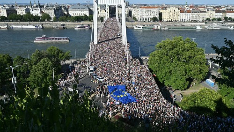 Marsul Gay Pride de la Budapesta, interzis de guvern, a strans cei mai multi participanti de pana acum Imagine