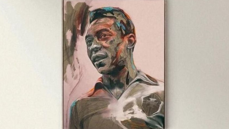 Mbappe a cumparat cu jumatate de milion de euro un portret al superstarului Pele Imagine
