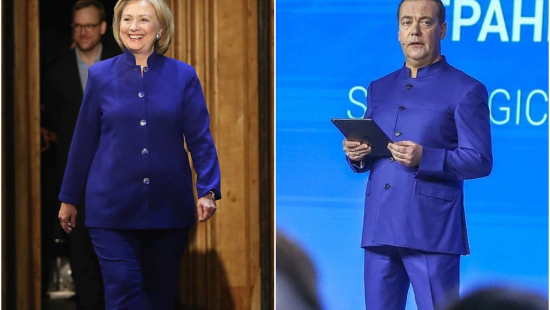 Medvedev, subiect de glume: „Poarta costumul lui Hillary Clinton?” Imagine