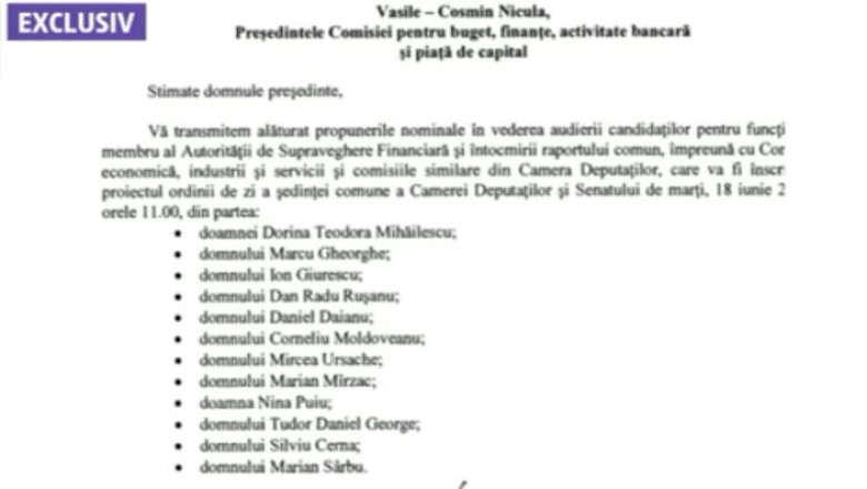 Membrii opozitiei, eliminati din conducerea Autoritatii de Supraveghere Financiara Imagine