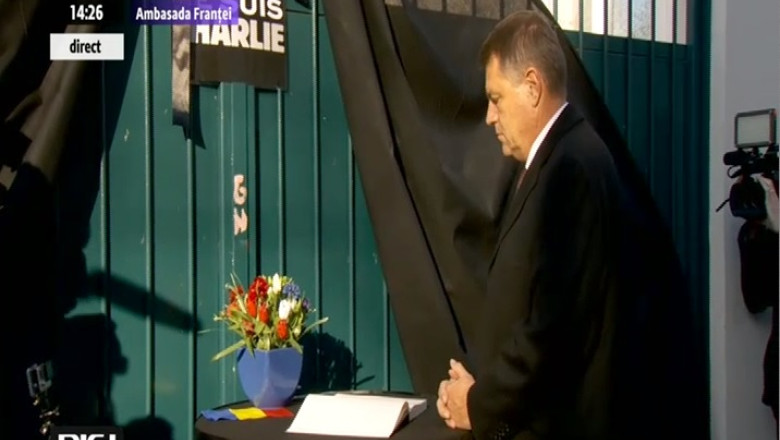 Mesajul presedintelui Klaus Iohannis in cartea de condoleante deschisa la Ambasada Frantei Imagine
