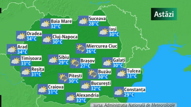 METEO. Vreme deosebit de calda. In vest, maximele ating 34 de grade Imagine