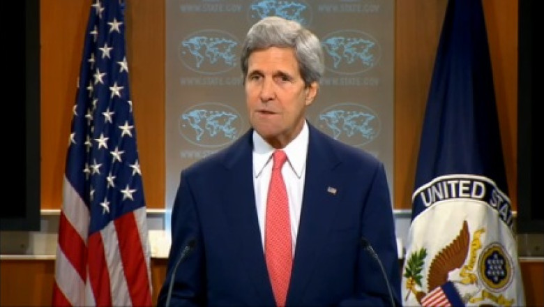 Microfon uitat deschis. John Kerry critica ofensiva Israelului in Fasia Gaza Imagine