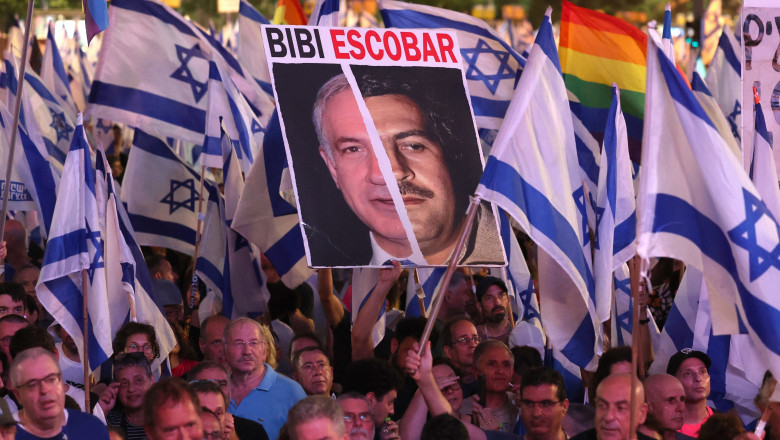 Mii de israelieni au protestat din nou impotriva reformelor judiciare sustinute de guvernul lui Benjamin Netanyahu Imagine