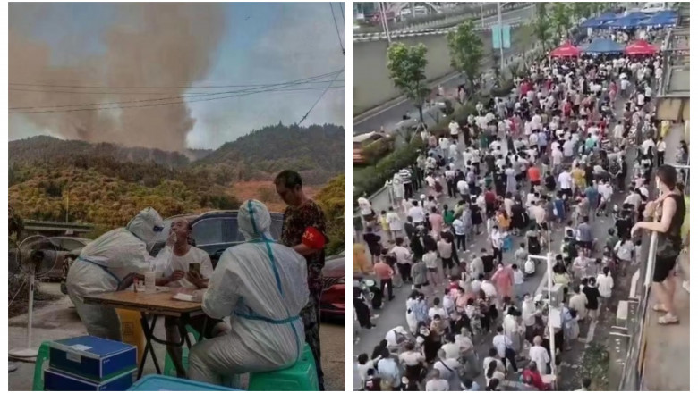 Milioane de chinezi au asteptat la coada sa se testeze pentru Covid la peste 40 °C, in timp ce in jurul lor ardeau padurile Imagine