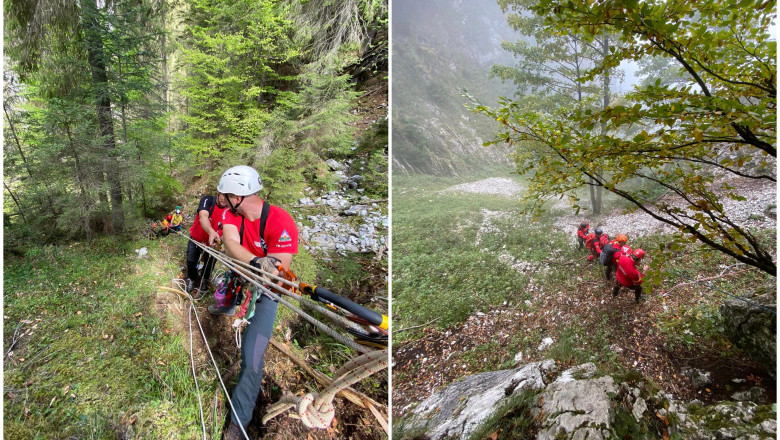Misiune de salvare de peste 11 ore in Muntii Bihor, dupa ce un turist din Ungaria a cazut in abruptul unei cascade Imagine