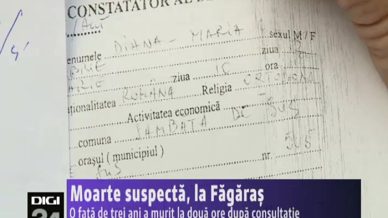Moarte suspecta, la Fagaras. O fata de trei ani a murit la doua ore dupa consultatie Imagine